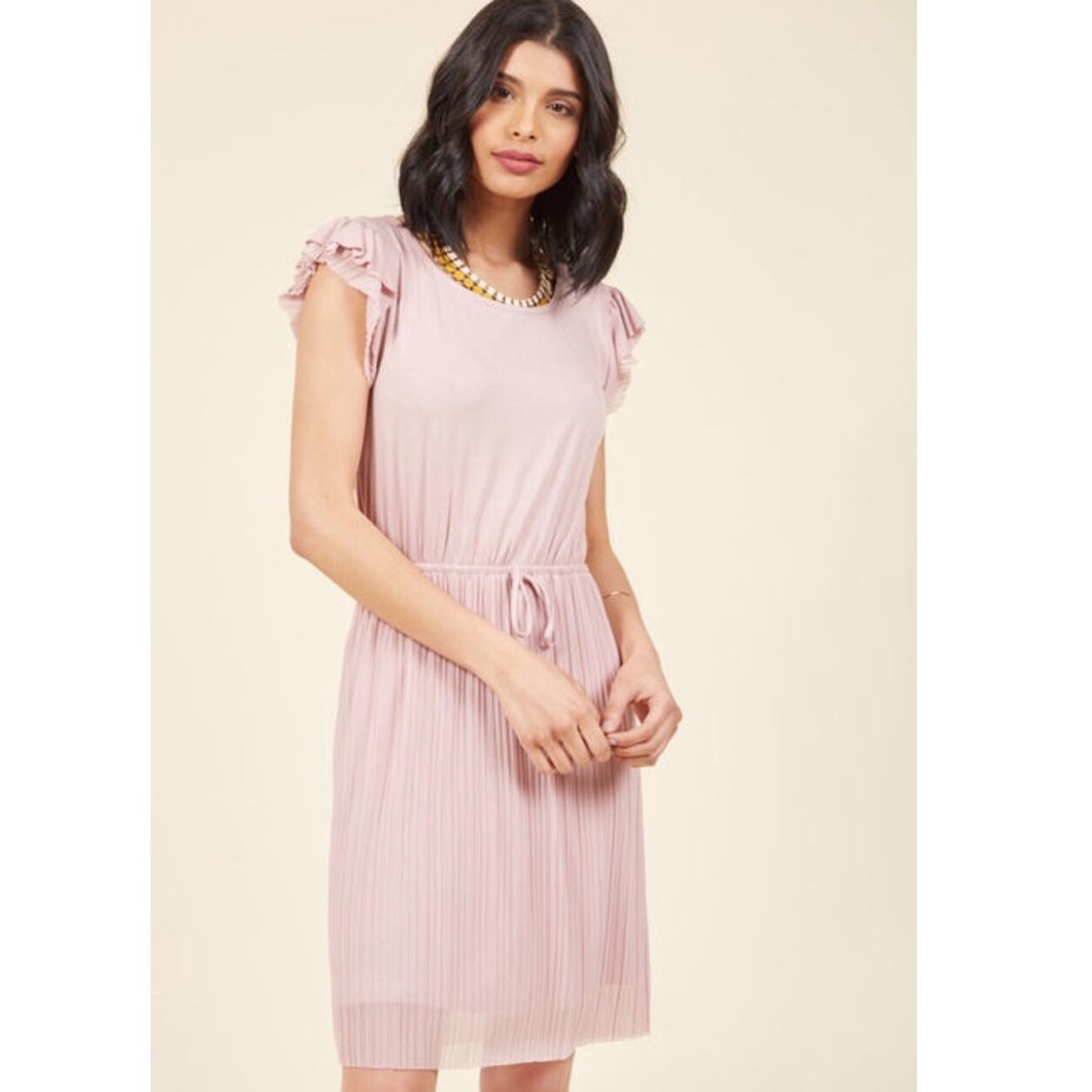 Pink Jersey Pleated Dress